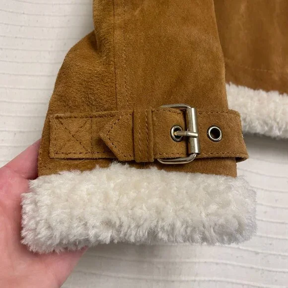 NWT Zara Woman Suede + Faux Shearling Bomber - Picture 5 of 9